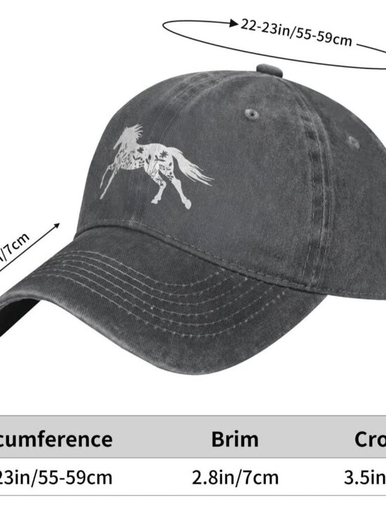 Women\'s Floral and Horse Hat Adjustable Washed Vintage Baseball Cap Deep Heather main image 4